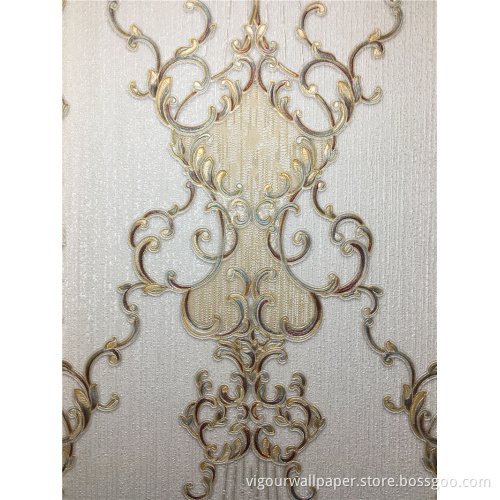 European Wallcovering waterproof damask 3D emboss wallpaper